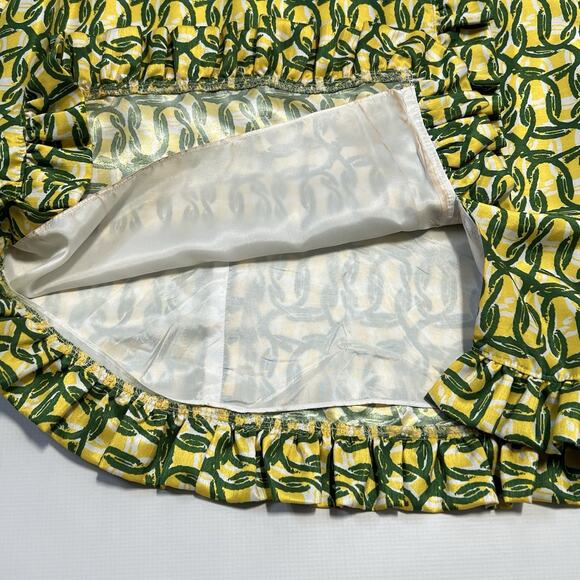 Alex Marie Dress Women’s Size 14 Sleeveless Faux Wrap Ruffle Hem Green Yellow - Picture 7 of 8